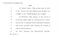 SAFE Banking Act Included in COVID-19 Legislation